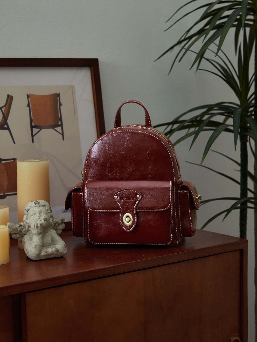 Alison vintage en cuir végétalien mini sac à dos