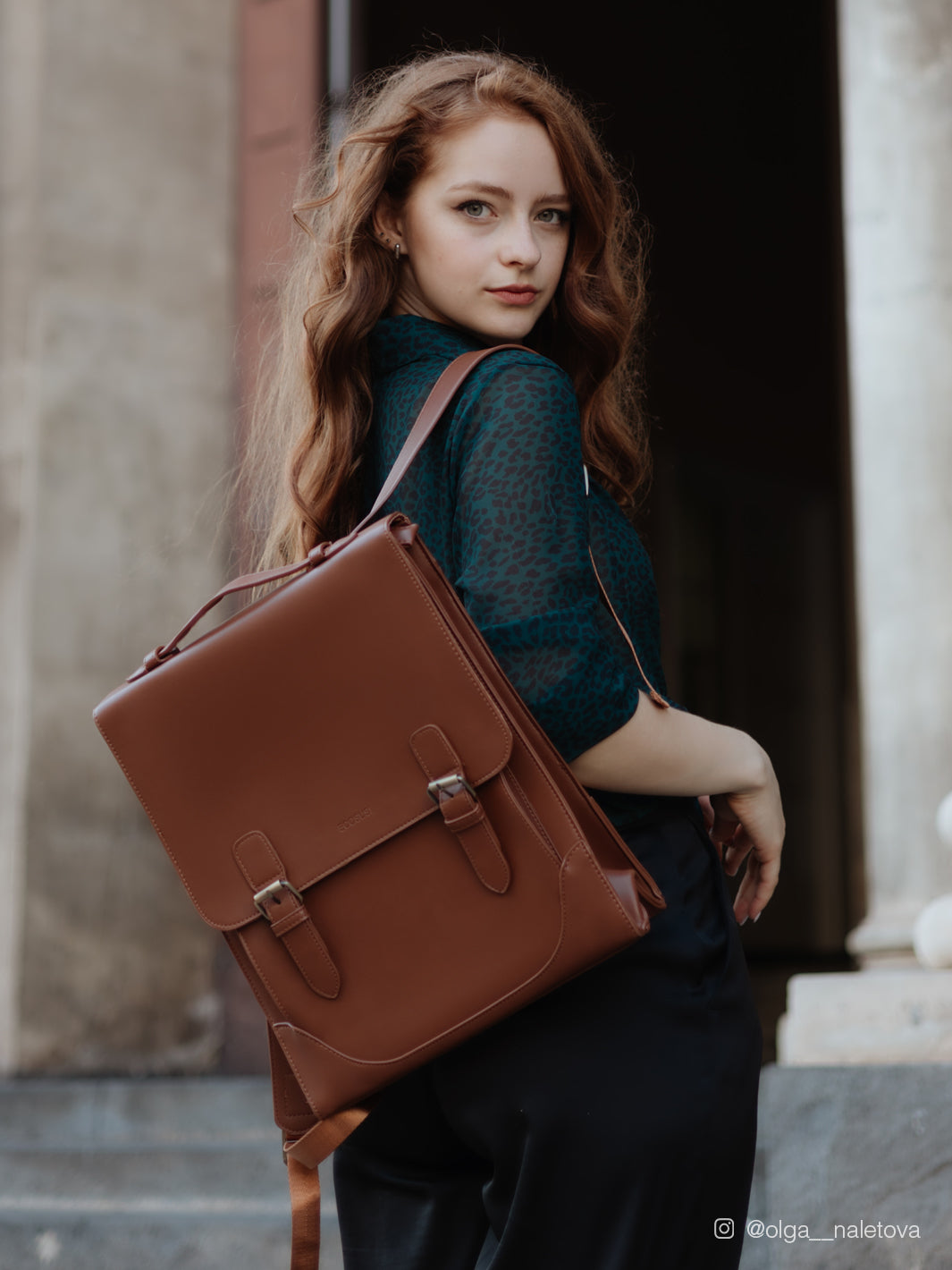 Verbena Vintage Laptop Backpack-Brown