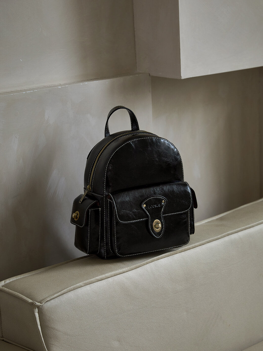 Alison vintage en cuir végétalien mini sac à dos