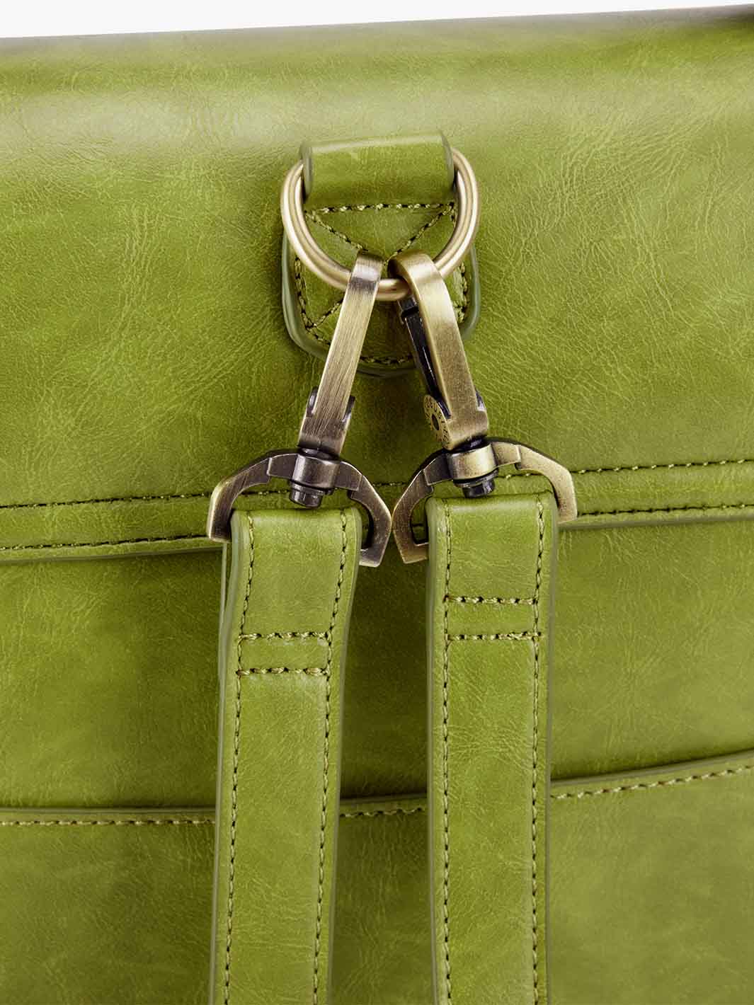Women's PU Stylish Cambridge Backpack - Orange brown/Green