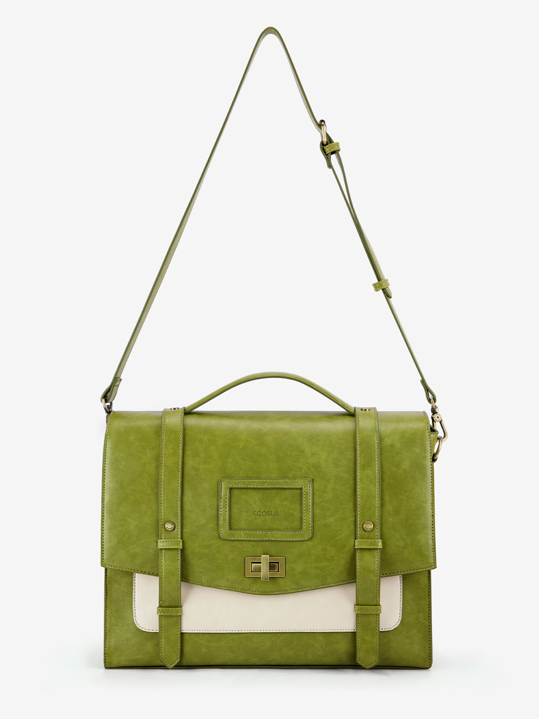 Women's PU Stylish Cambridge Backpack - Orange brown/Green