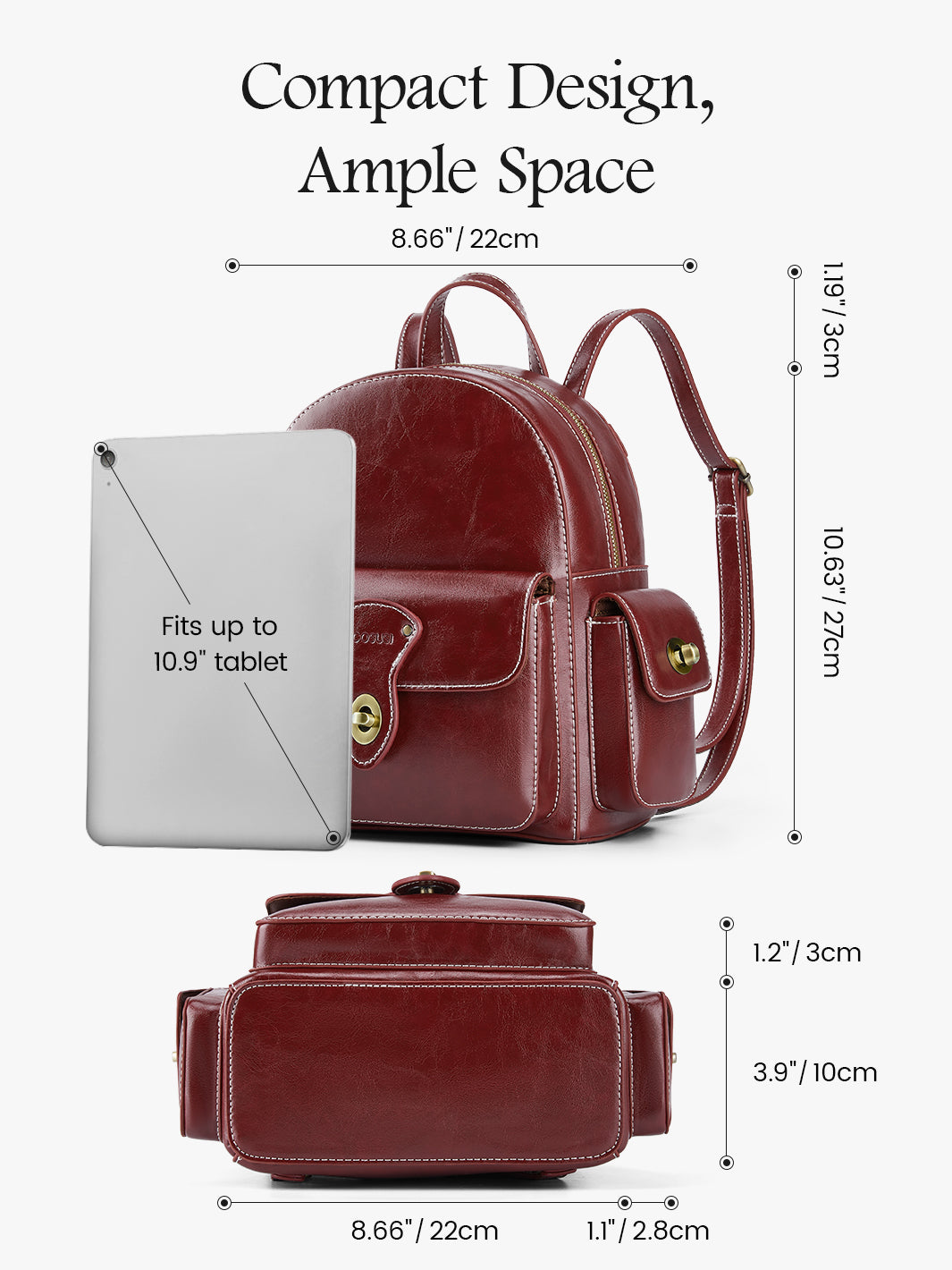 Alison vintage en cuir végétalien mini sac à dos