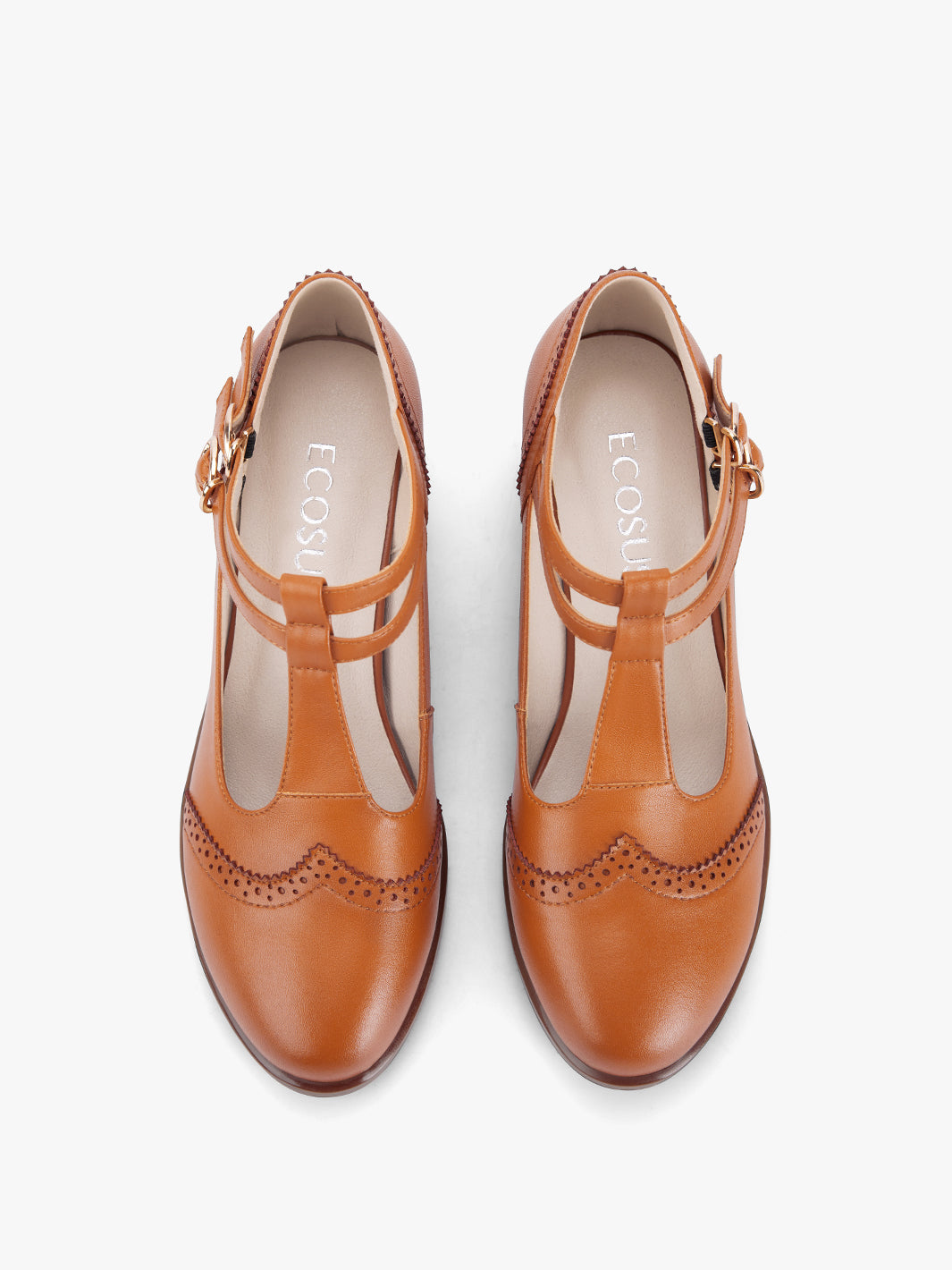 Women‘s Classic T-Strap Leather Shoes