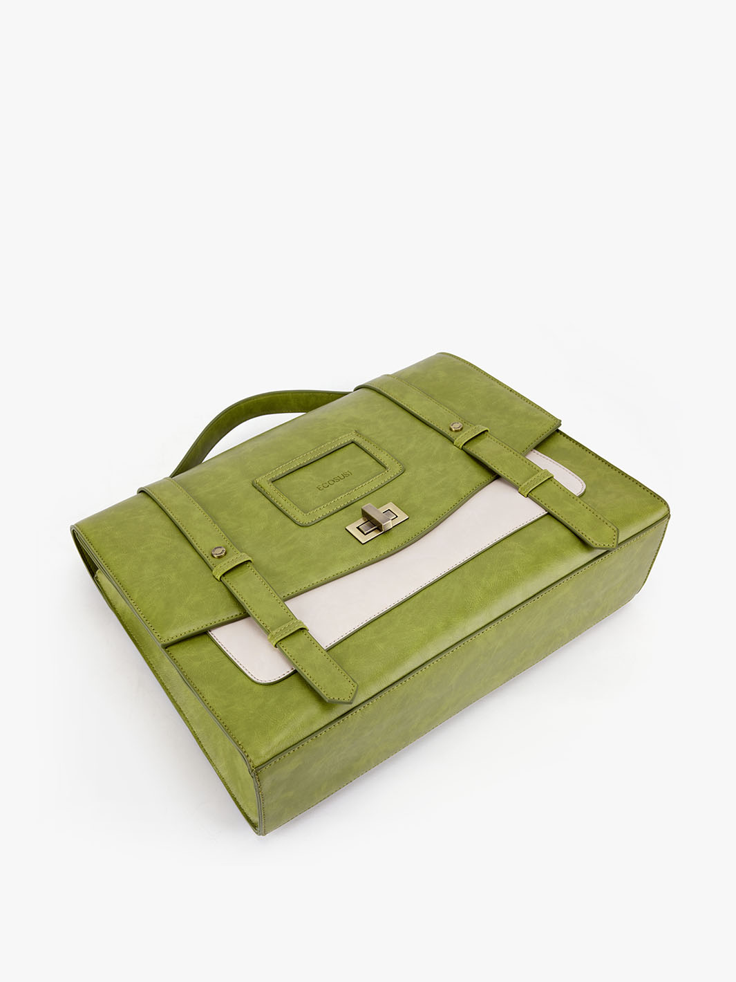 Women's PU Stylish Cambridge Backpack - Orange brown/Green