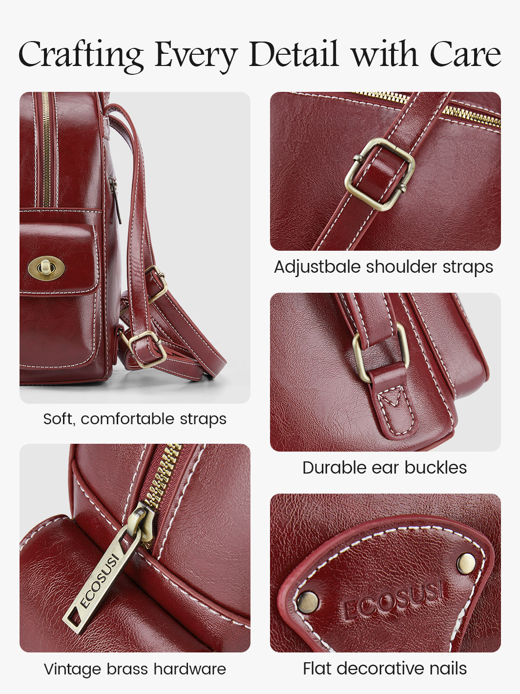 Alison vintage en cuir végétalien mini sac à dos