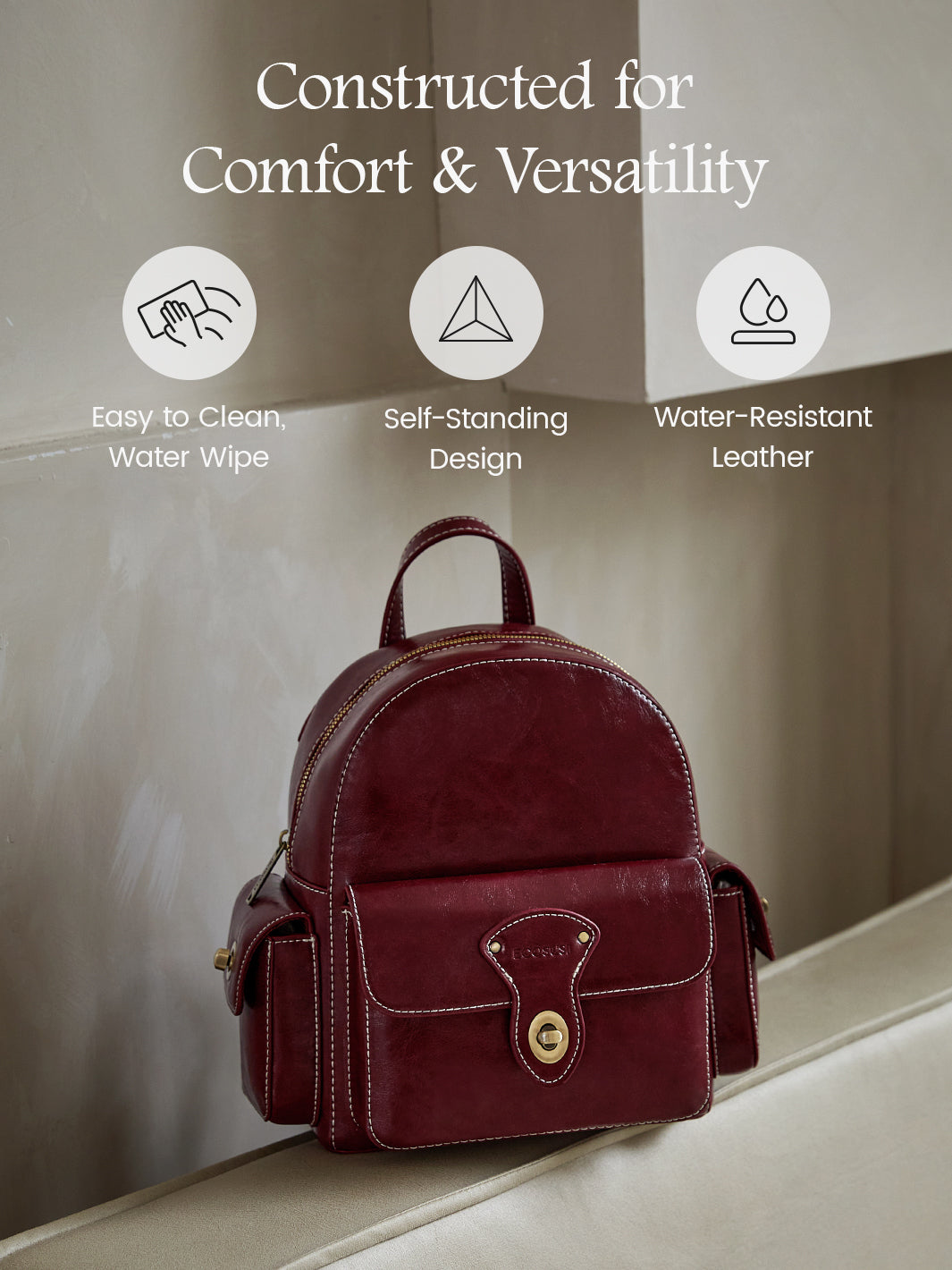 Alison vintage en cuir végétalien mini sac à dos