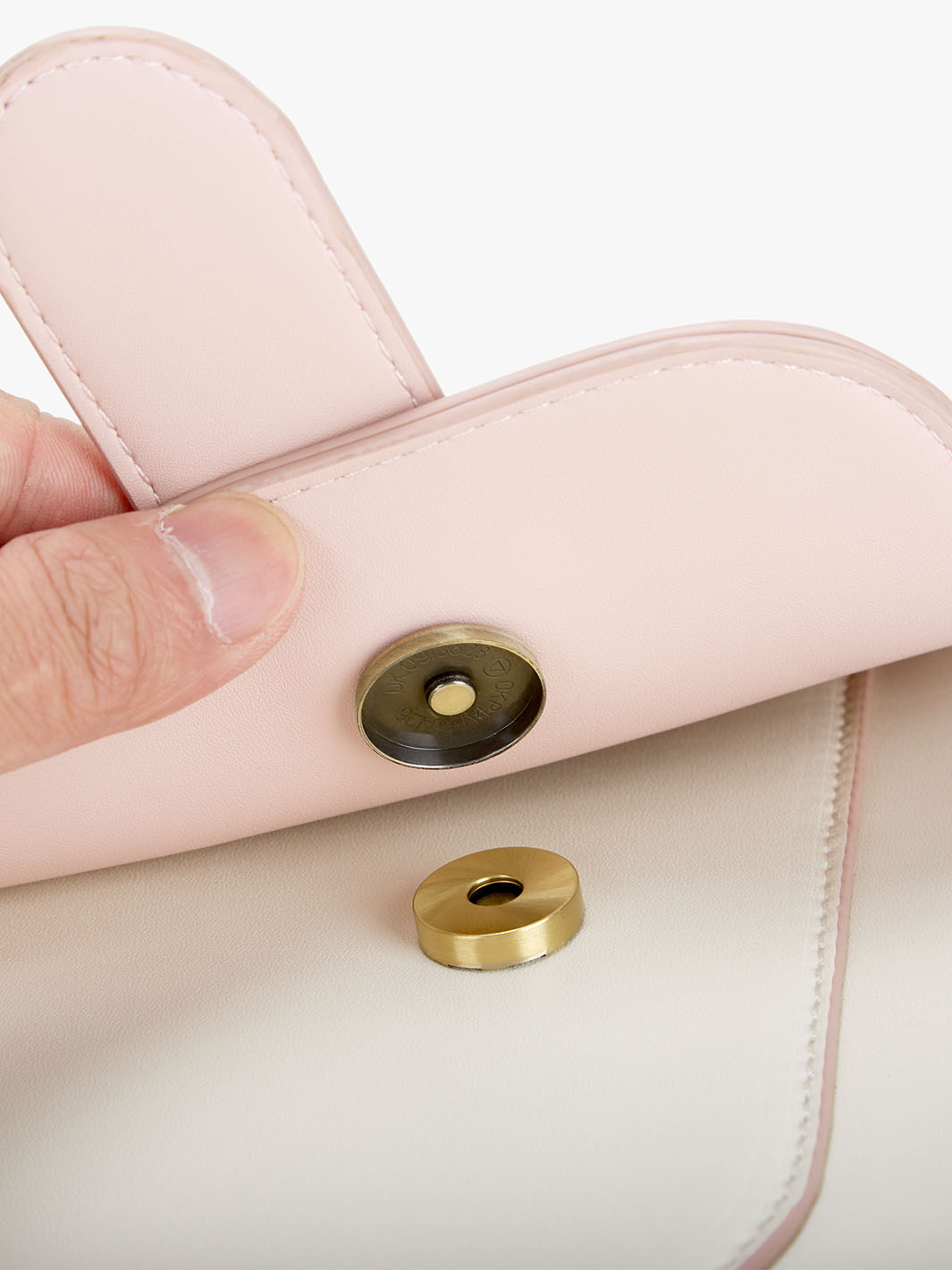 Women's Faux Leather Bow Messenger Bags - Pink/Beige