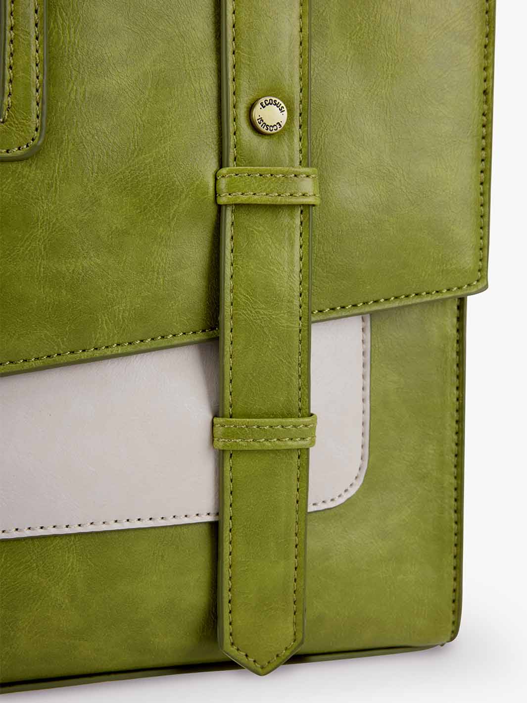 Women's PU Stylish Cambridge Backpack - Orange brown/Green