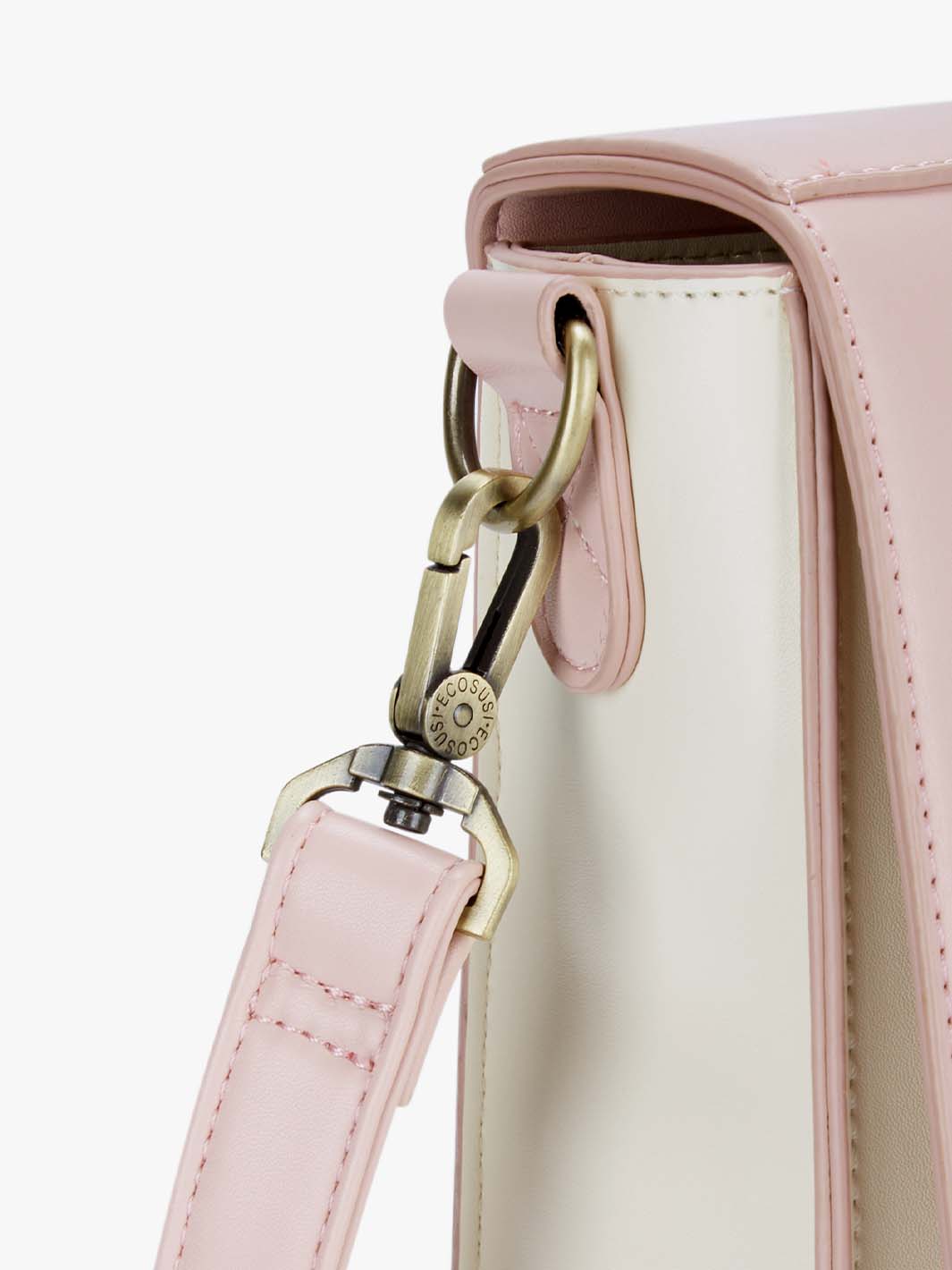 Women's Faux Leather Bow Messenger Bags - Pink/Beige