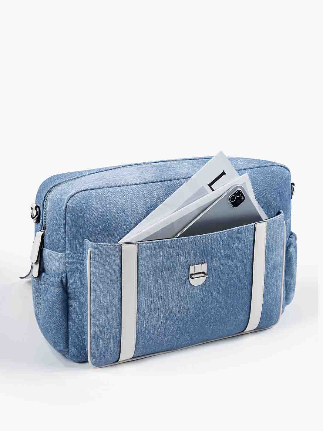Leather Briefcase for Women with PU Fabric Denim-Inspired