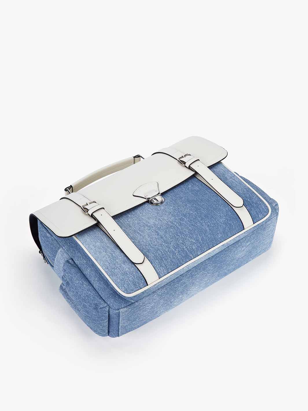 Women's Laptop Briefcase Tote with Denim-Inspired
