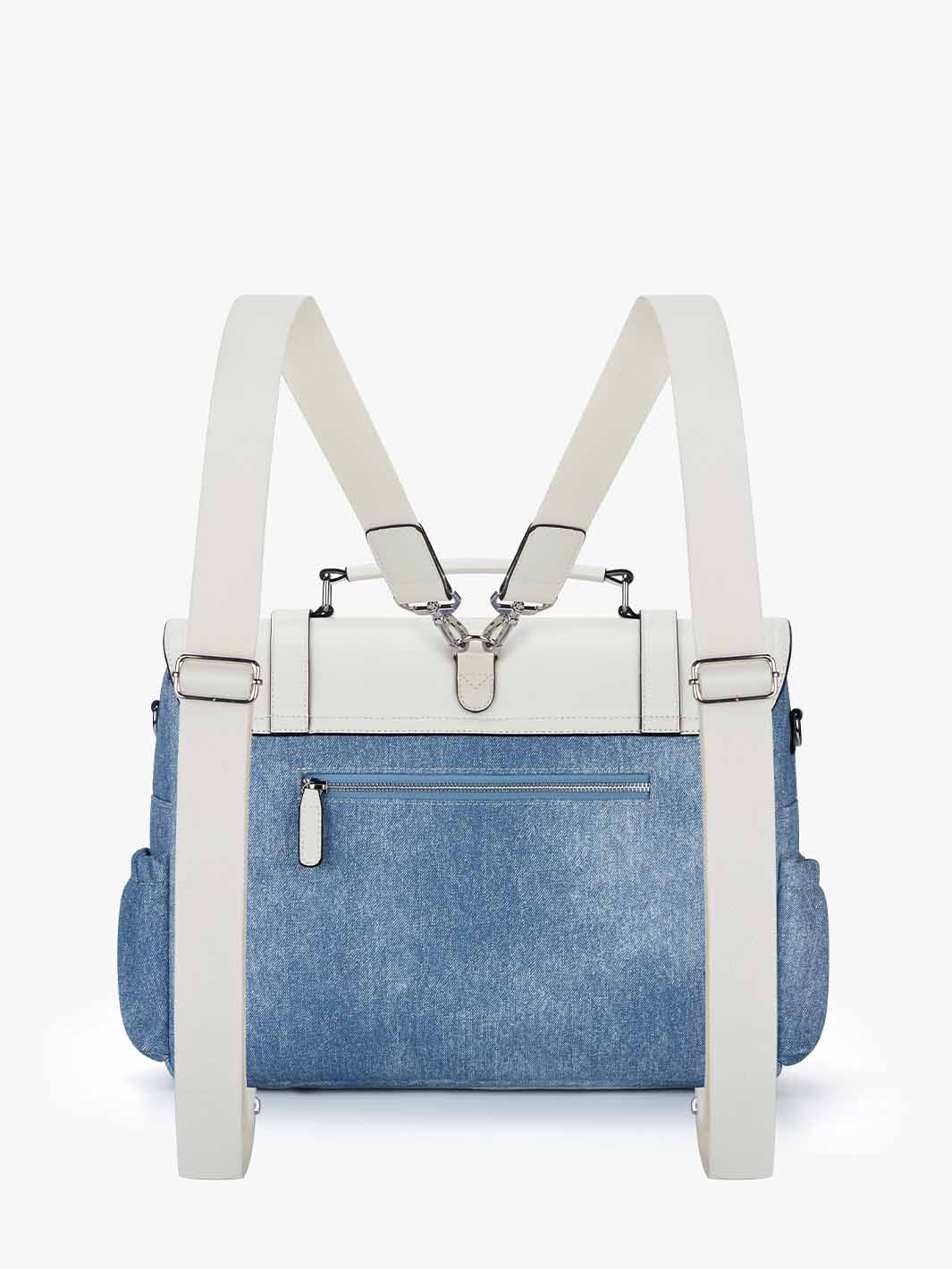 Leather Briefcase Backack for Women  with Denim-Inspired