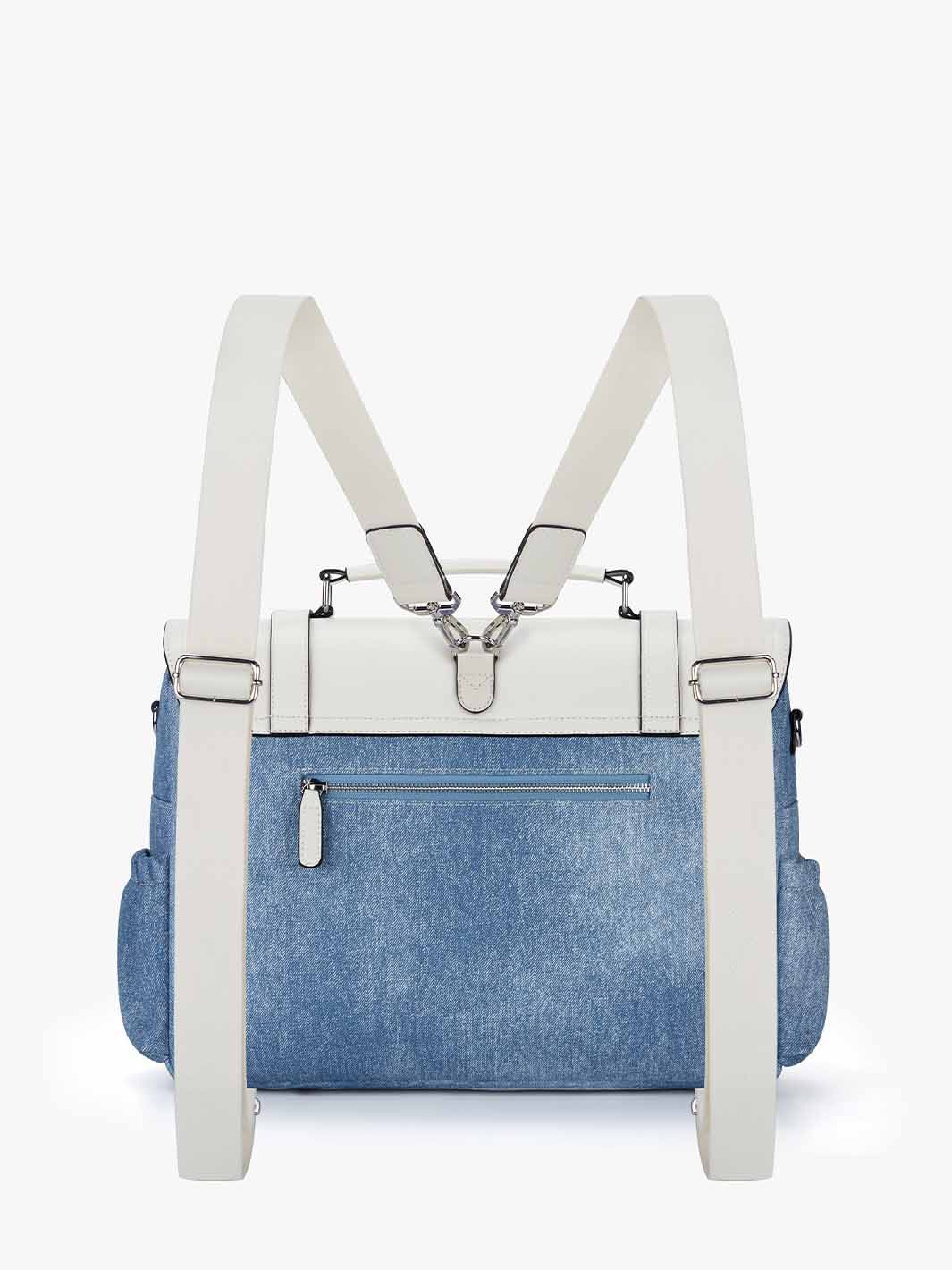 Leather Briefcase Backack for Women with Denim-Inspired
