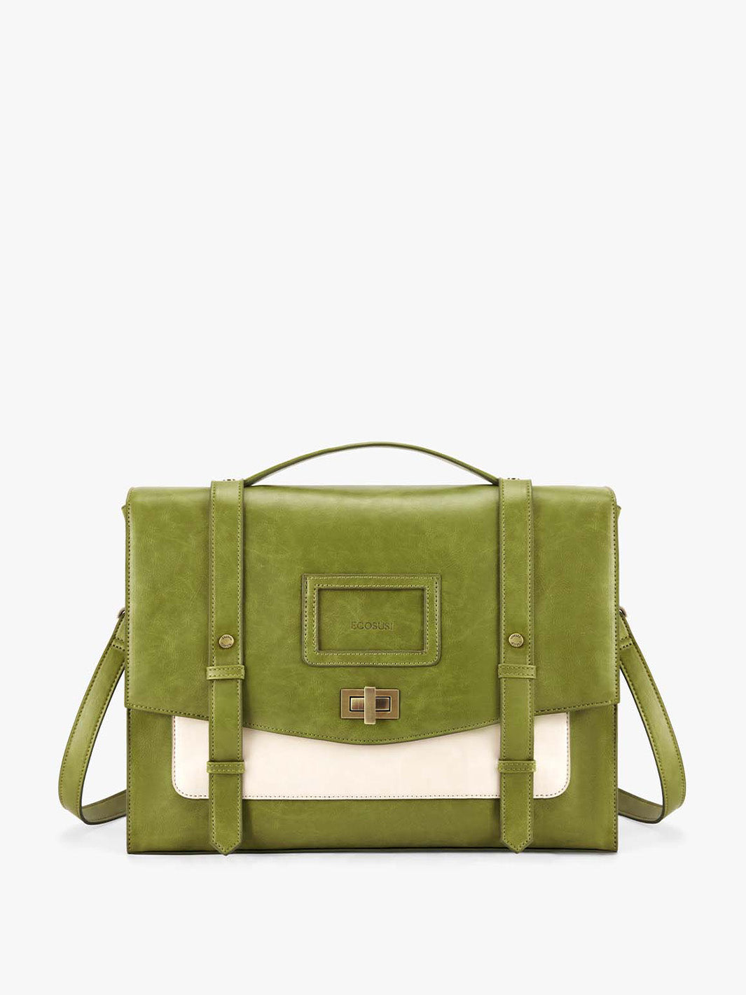 Women's PU Stylish Cambridge Backpack - Orange brown/Green
