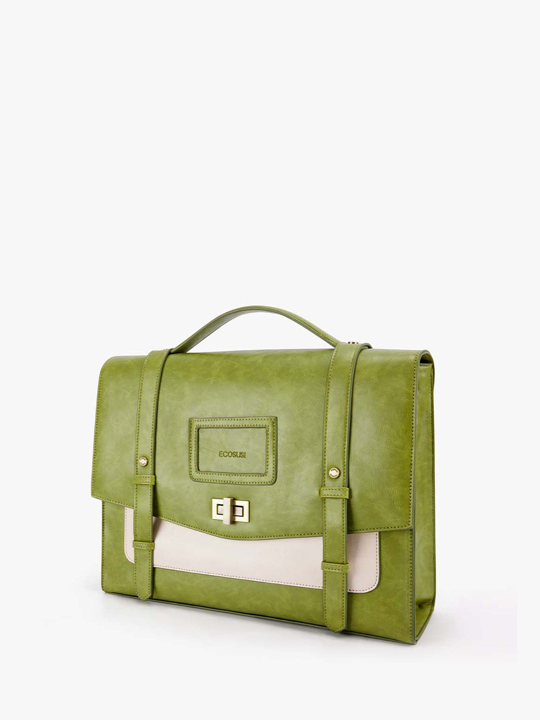 Women's PU Stylish Cambridge Backpack - Orange brown/Green