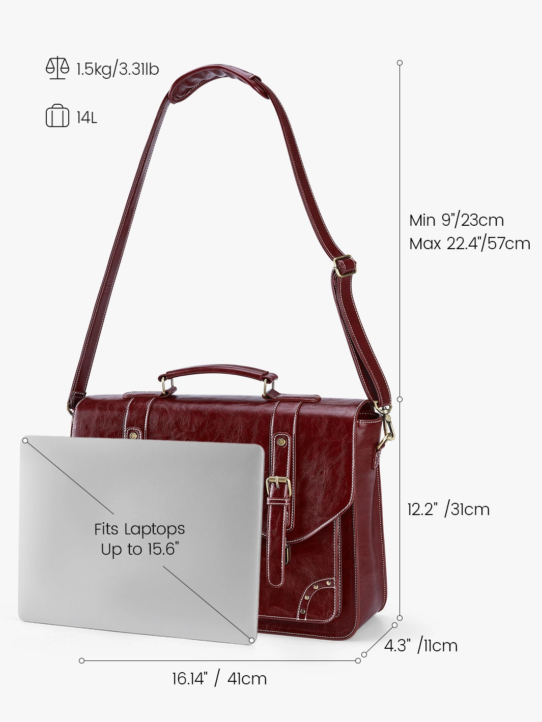 Wilder Vintage Rivet 15.6-Inch Briefcase