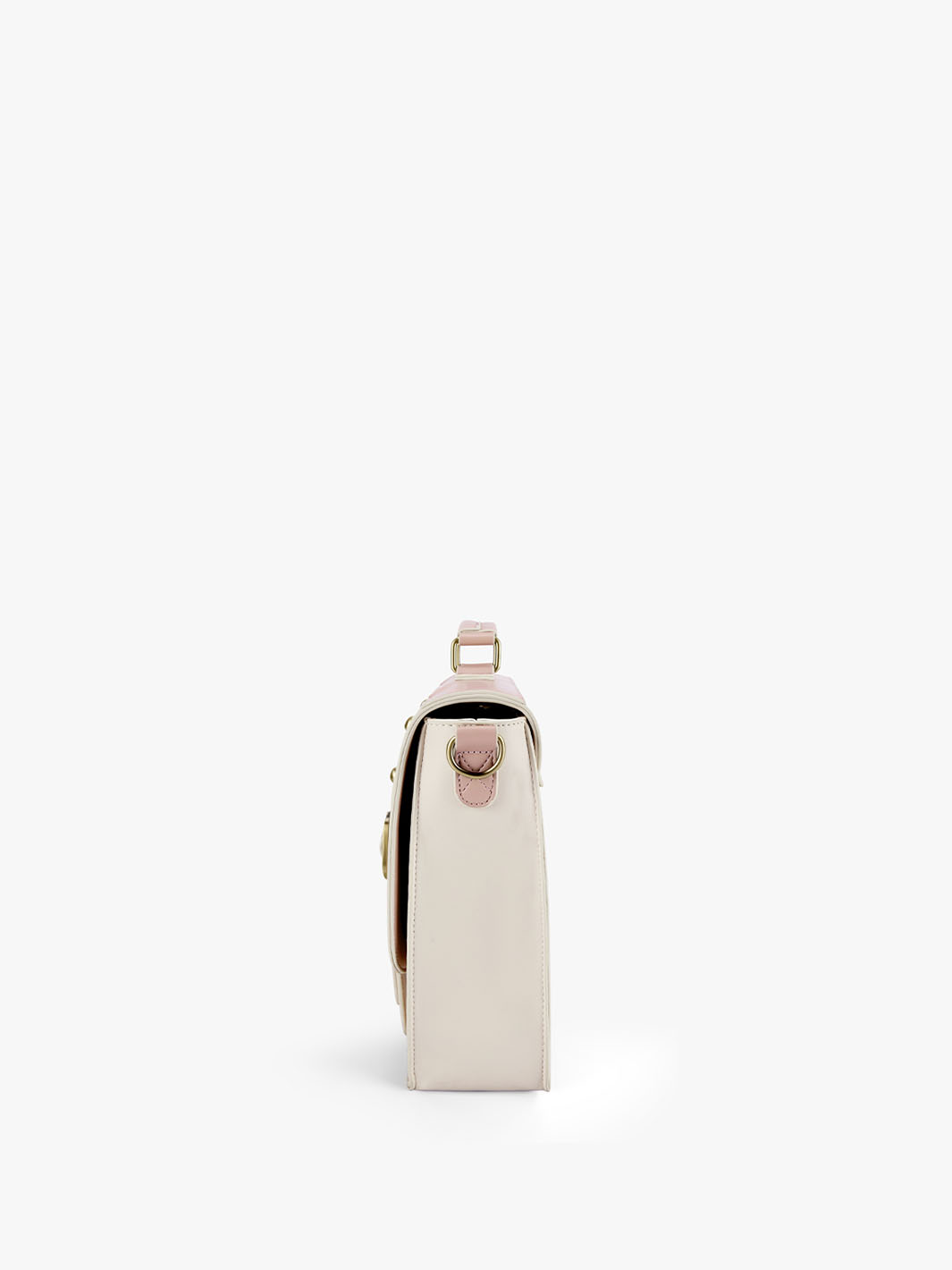 Women's Faux Leather Bow Messenger Bags - Pink/Beige
