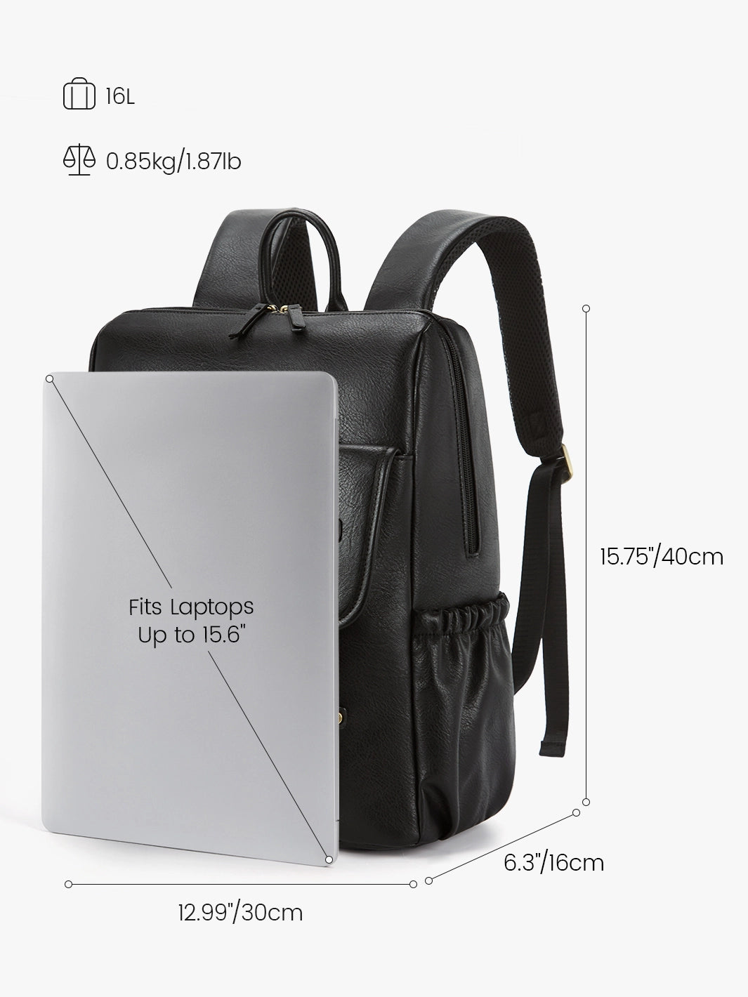 Sac à dos vegan Scarlett à rabat zippé – 15,6 pouces