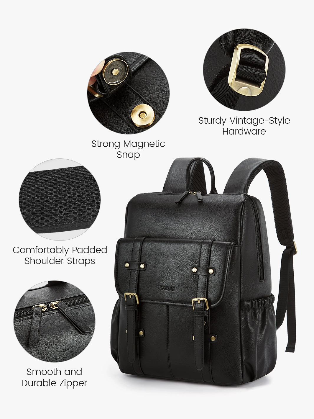 Sac à dos vegan Scarlett à rabat zippé – 15,6 pouces