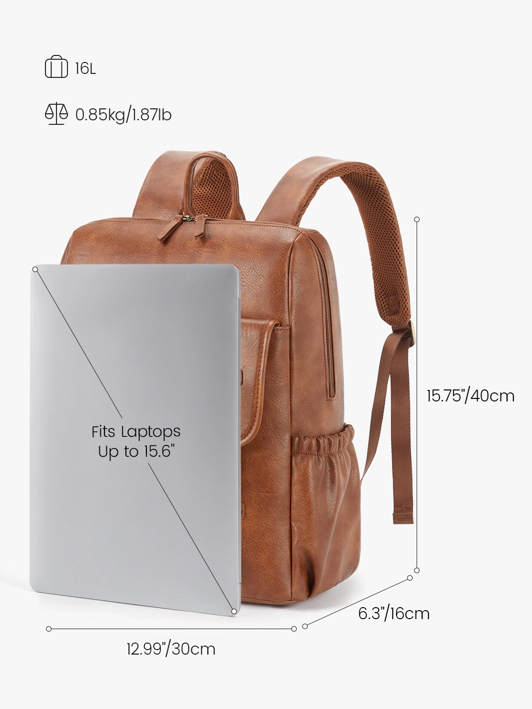 Sac à dos vegan Scarlett à rabat zippé – 15,6 pouces