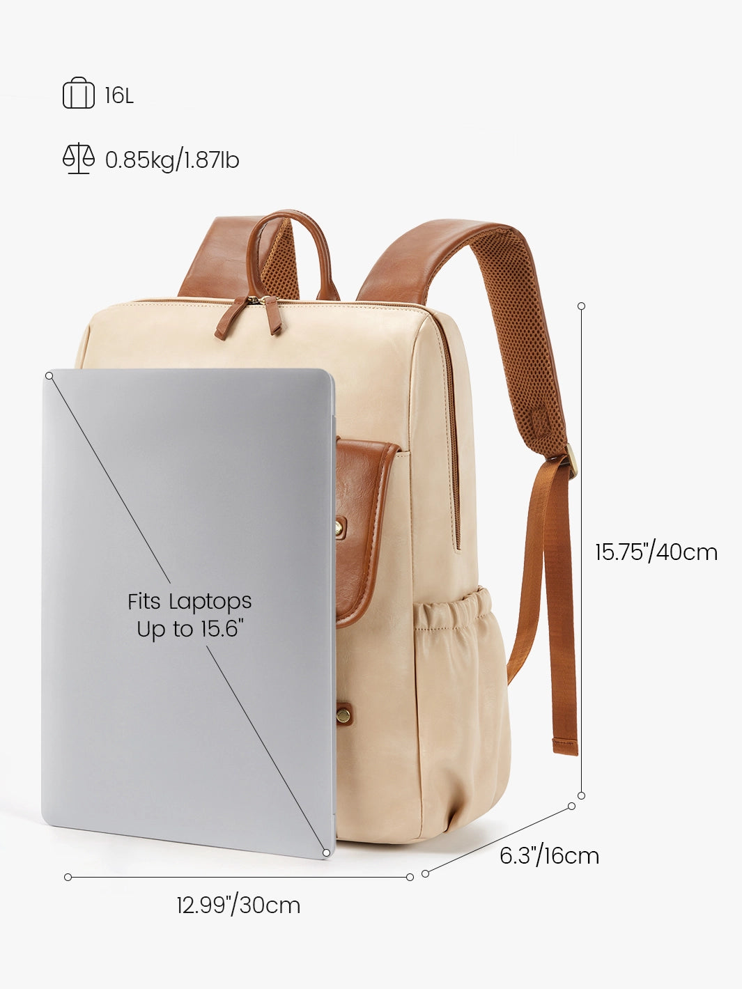 Sac à dos vegan Scarlett à rabat zippé – 15,6 pouces