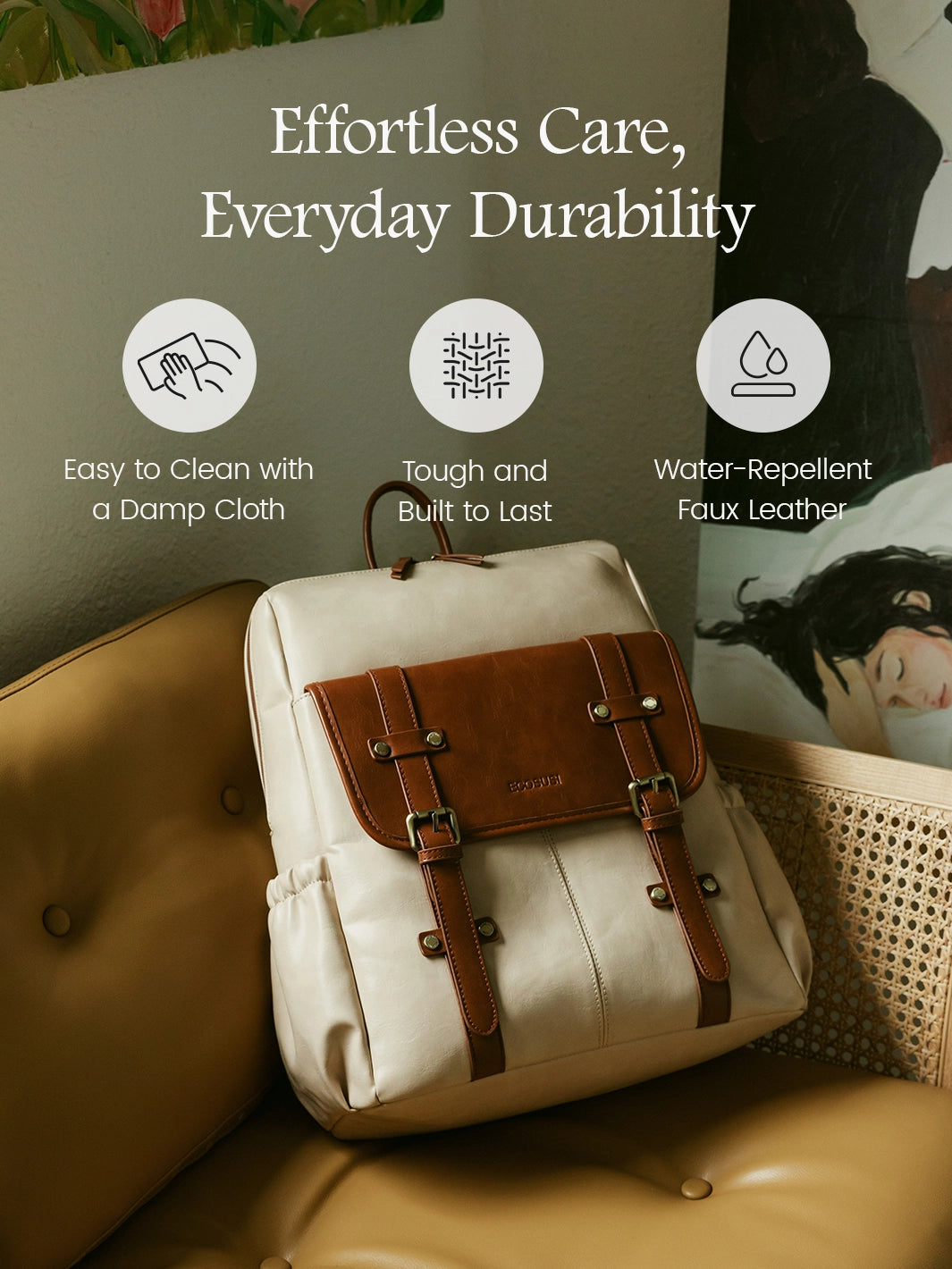 Sac à dos vegan Scarlett à rabat zippé – 15,6 pouces