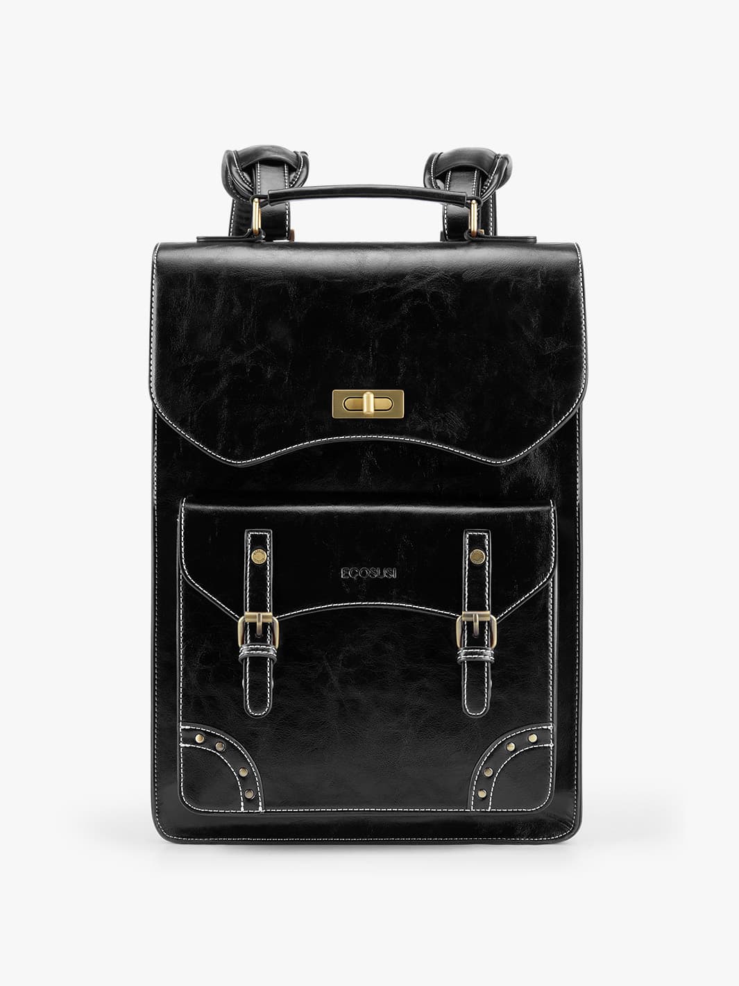 black rivet leather backpack Wilder Vintage Leather 15.6-inch Laptop Backpack– Ecosusi
