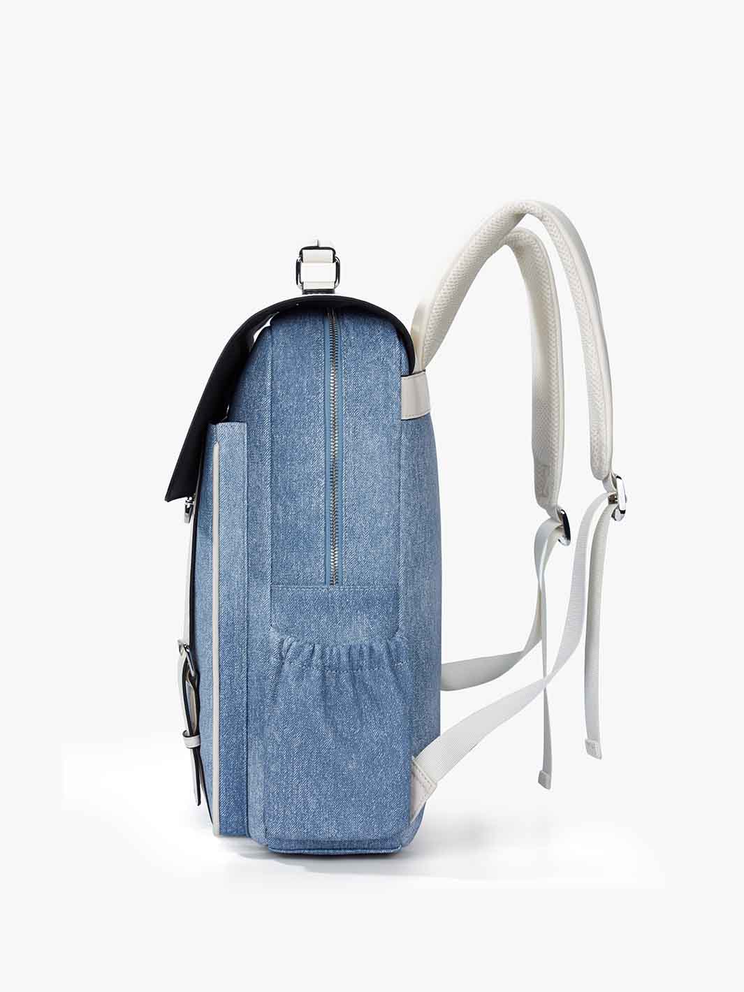 Trendy Travel Laptop Backpack with Denim-Inspired PU Fabric 