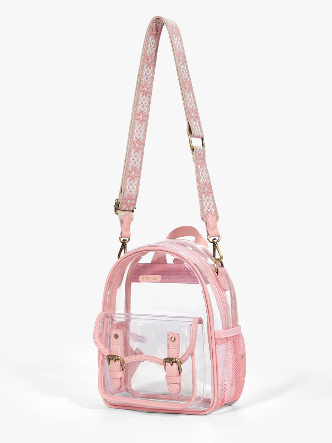 Clear Backpack from Pink with Adjustable shoulder strap - ECOSUSI Shoulder Bag