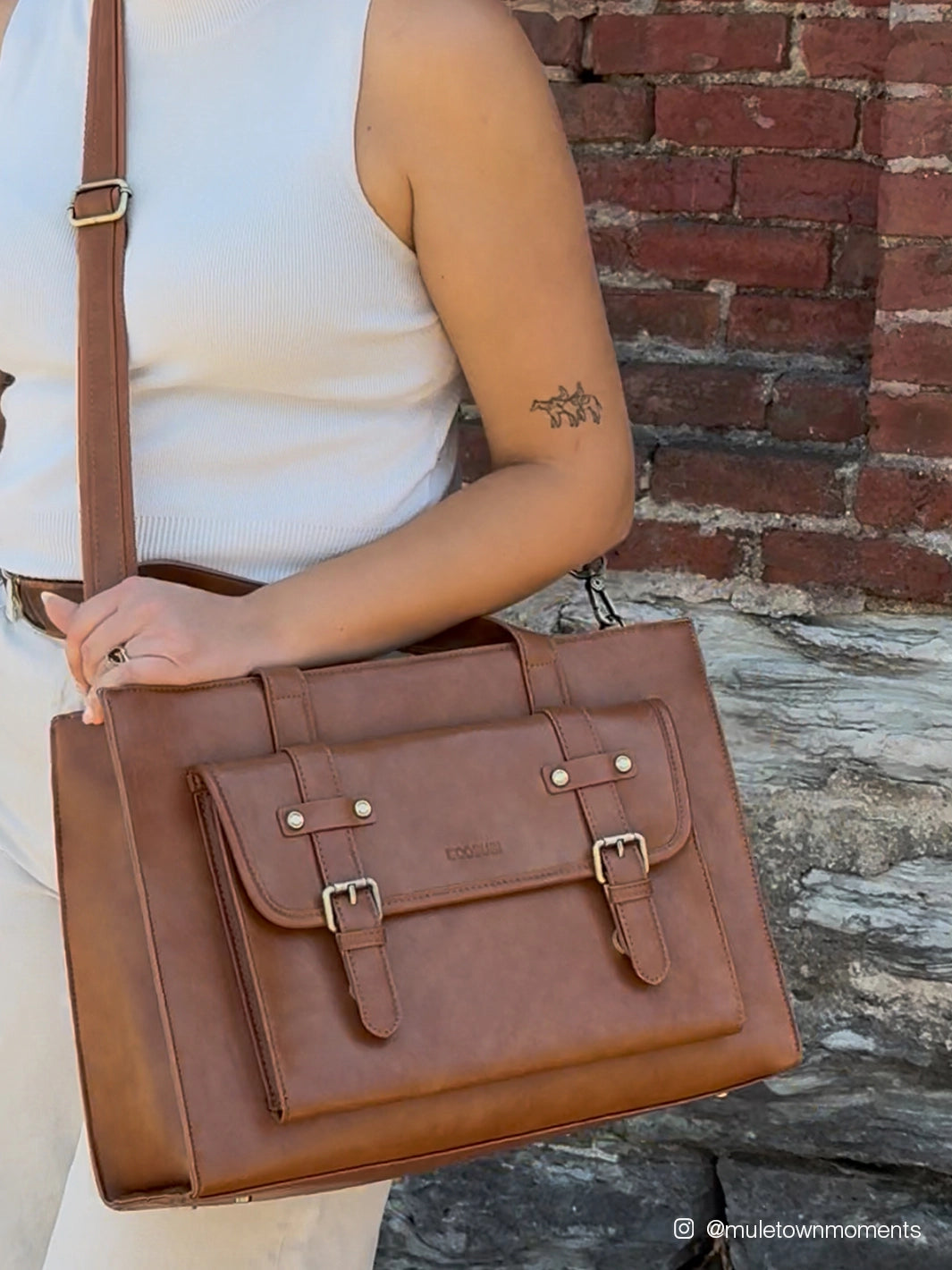 Olivia's Classic PU Leather Handbag for 13-15.6 Inch Laptop Tote