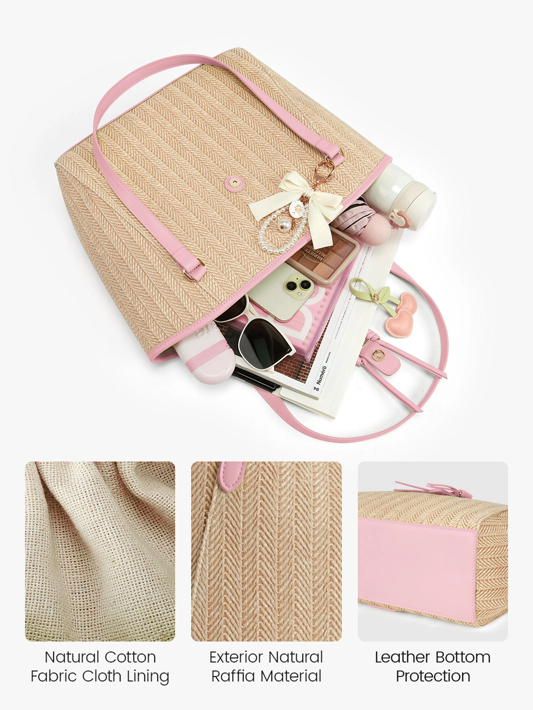 Marina Raffia Straw Tote Bag