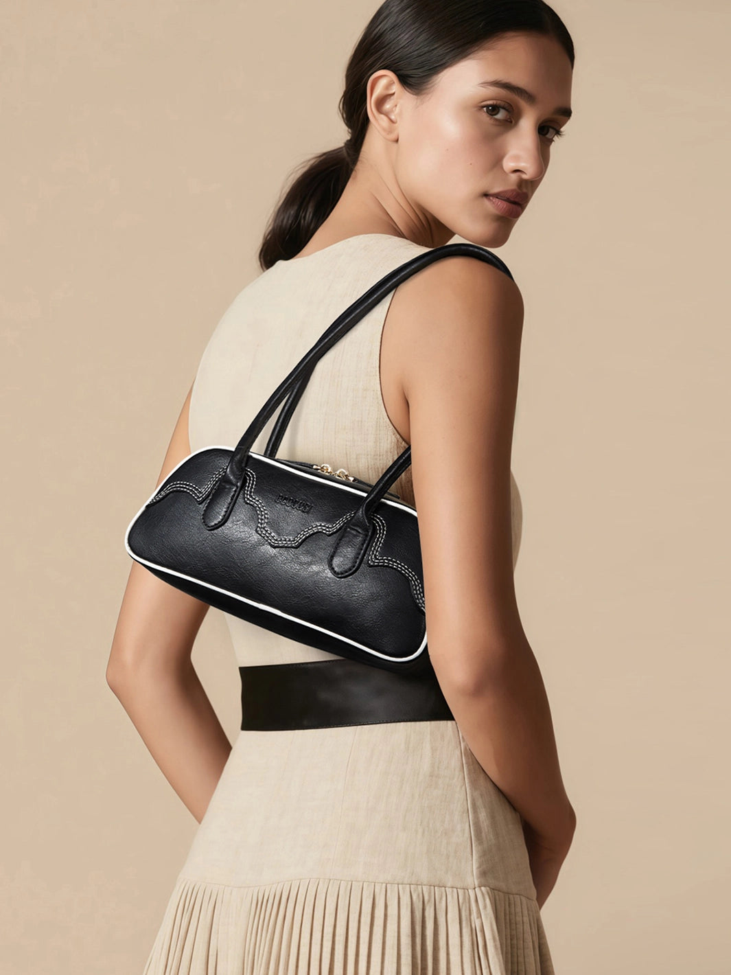 Evelyn Vegan Leather Baguette Bag