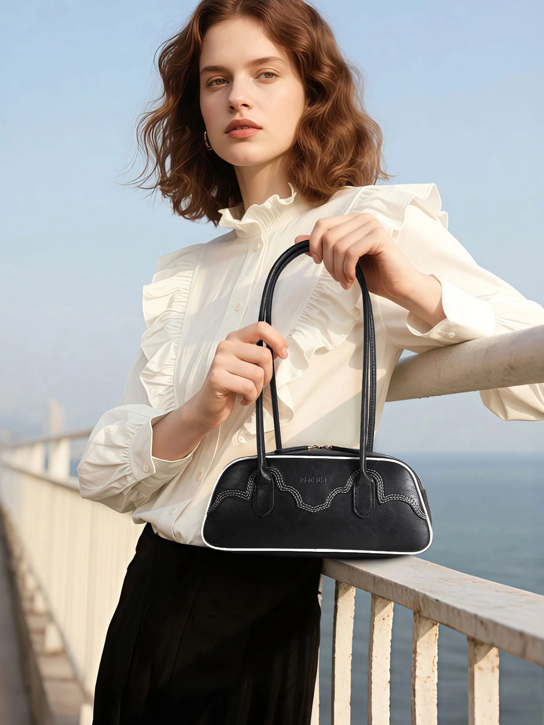 Evelyn Vegan Leather Baguette Bag