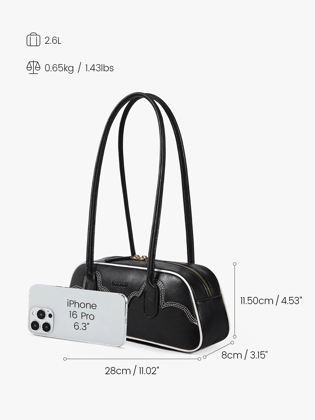 Evelyn Vegan Leather Baguette Bag