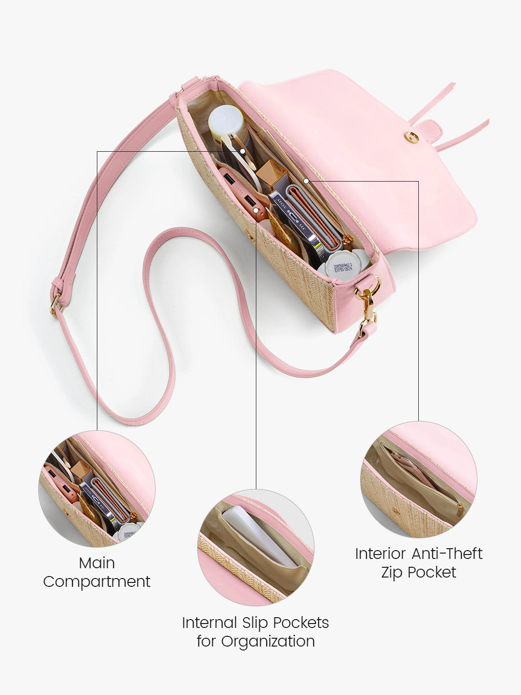 Marina Raffia Straw Crossbody Bag