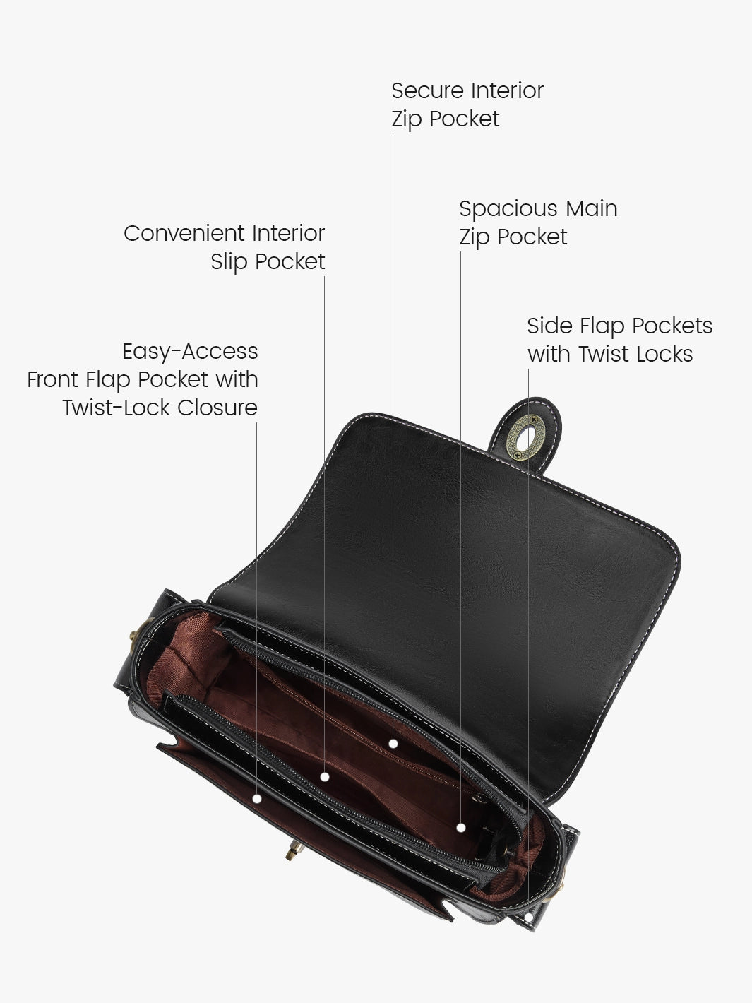 Alison Vintage Vegan Leather Crossbody Bag