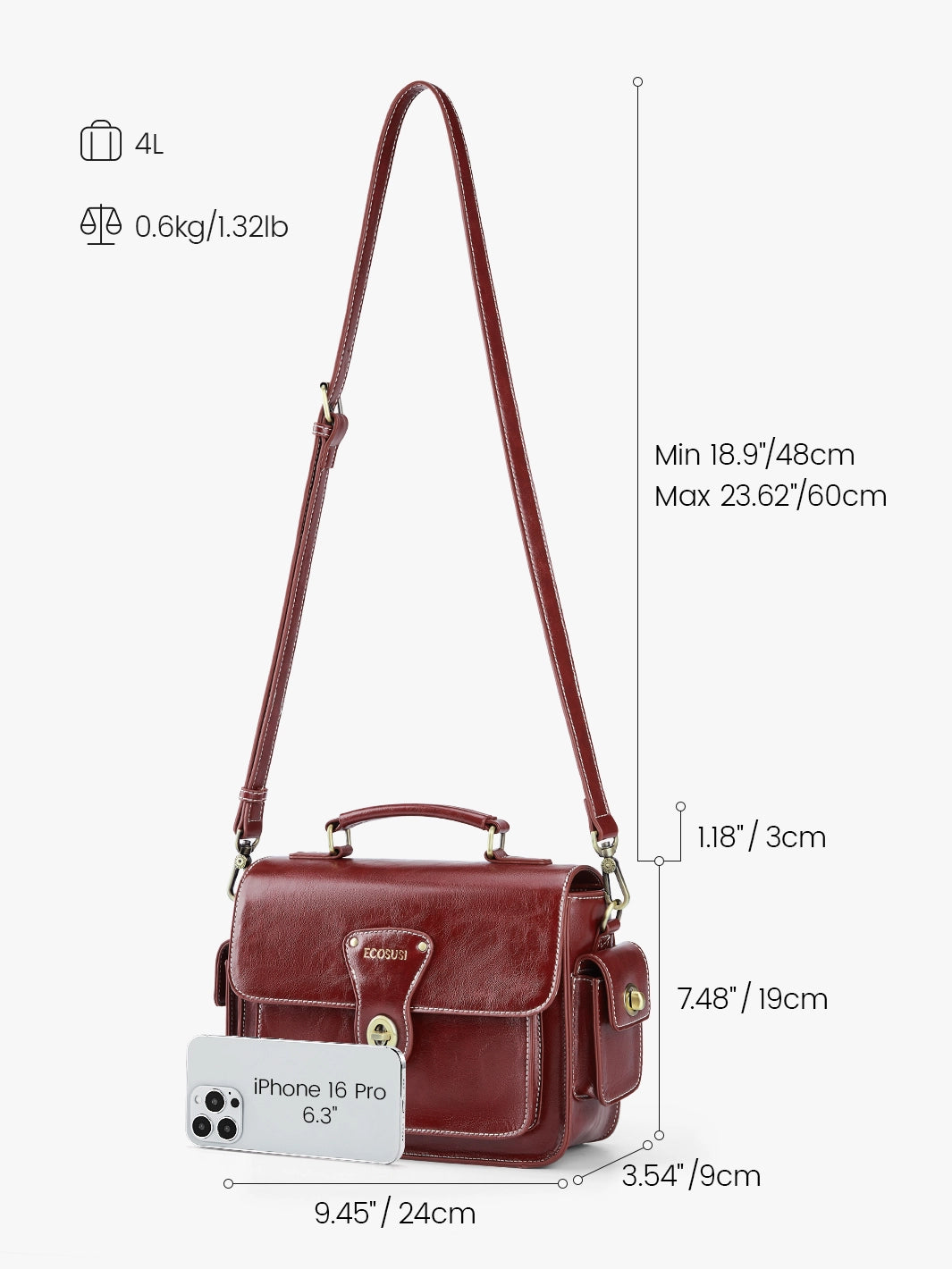 Alison Vintage Vegan Leather Crossbody Bag