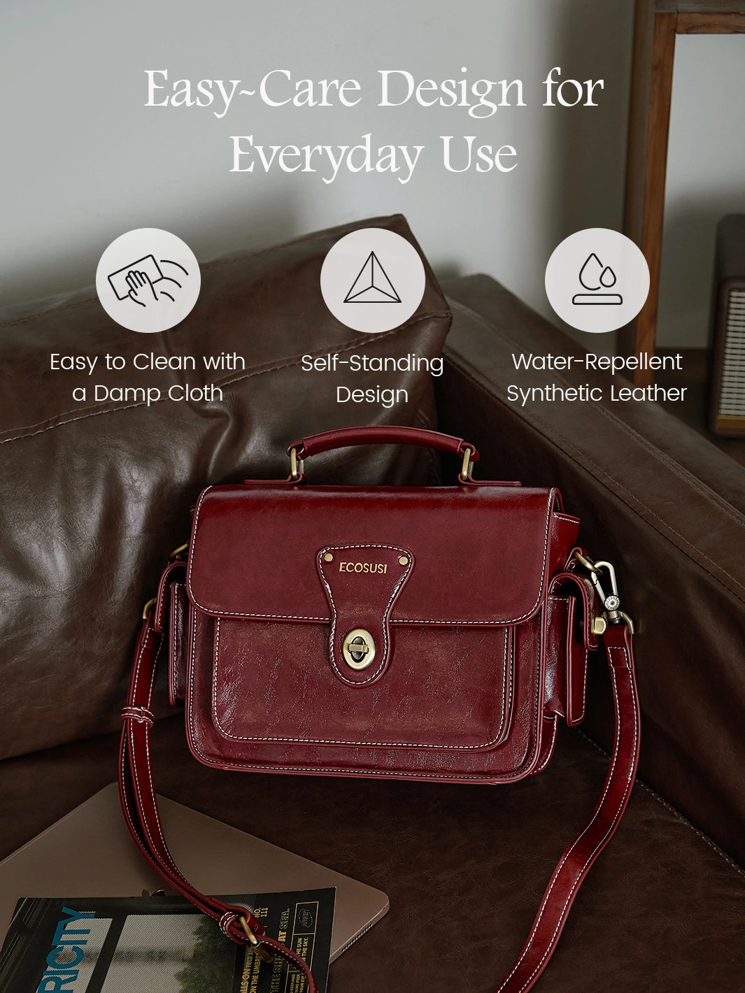 Alison Vintage Vegan Leather Crossbody Bag