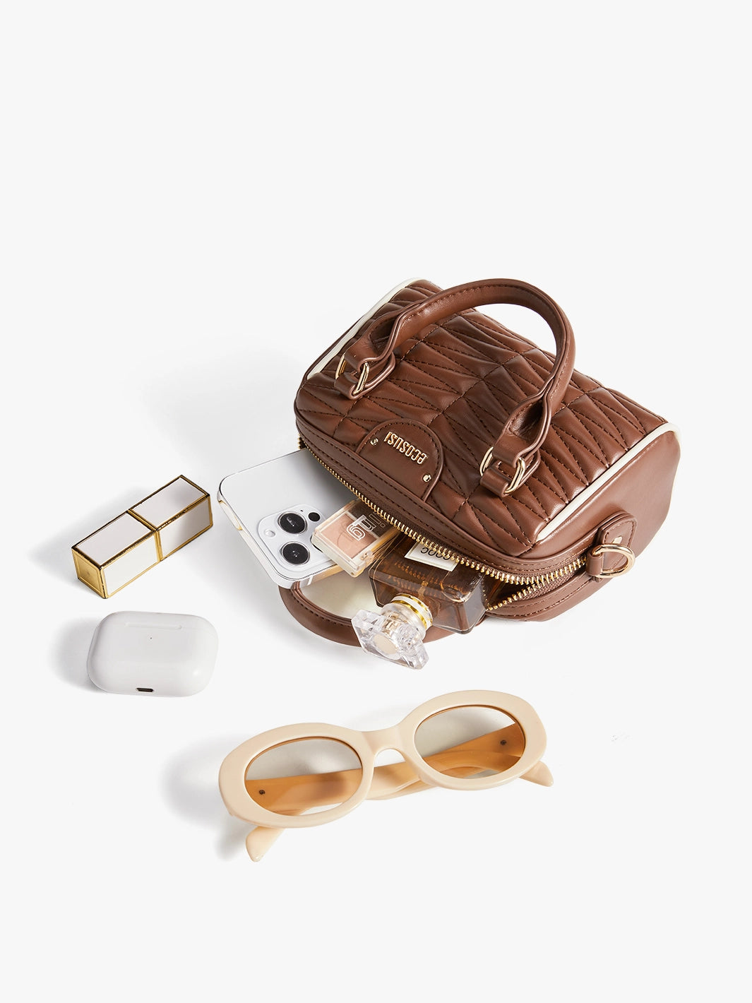 Elise Quilted Mini Boston Bag