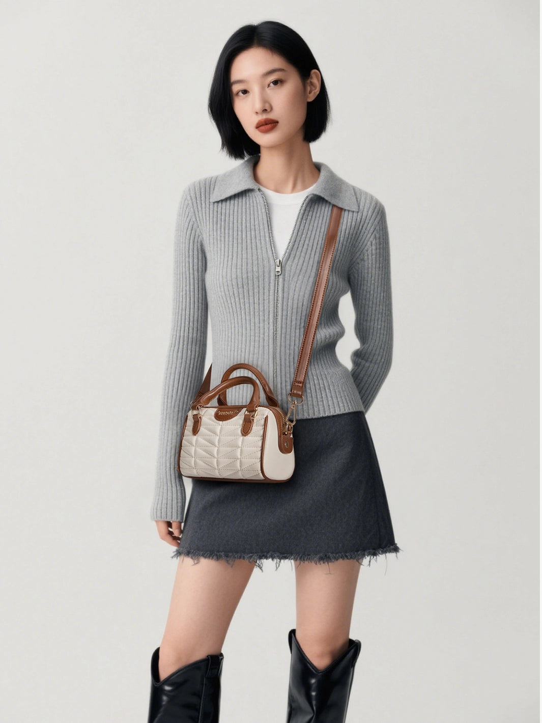 Elise Quilted Mini Boston Bag