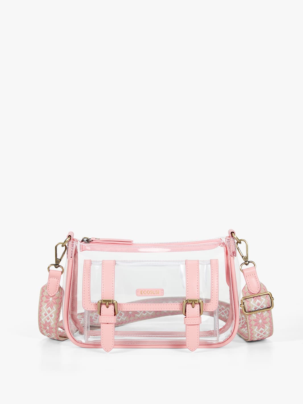 Clear Crossbody Bags with Stylish Style - ECOSUSI Pink Crossbody Bag
