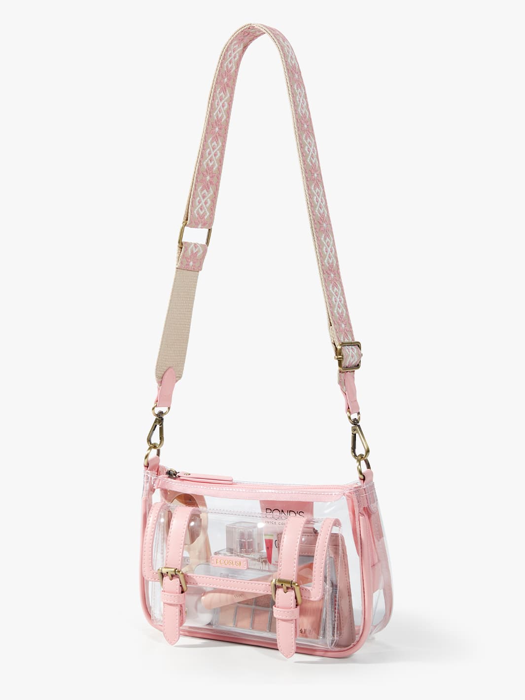 Clear Crossbody Stadium Bag with Hanging - ECOSUSI Pink Bag
