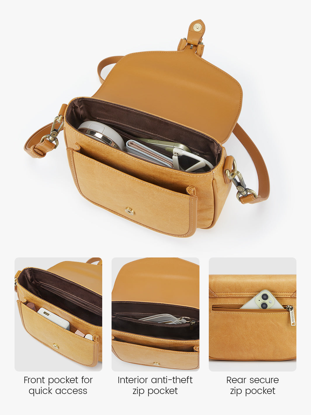 Evelina Reusable Crossbody Bag - Water-Resistant, Fashion-Forward & Sustainable-Amber Orange