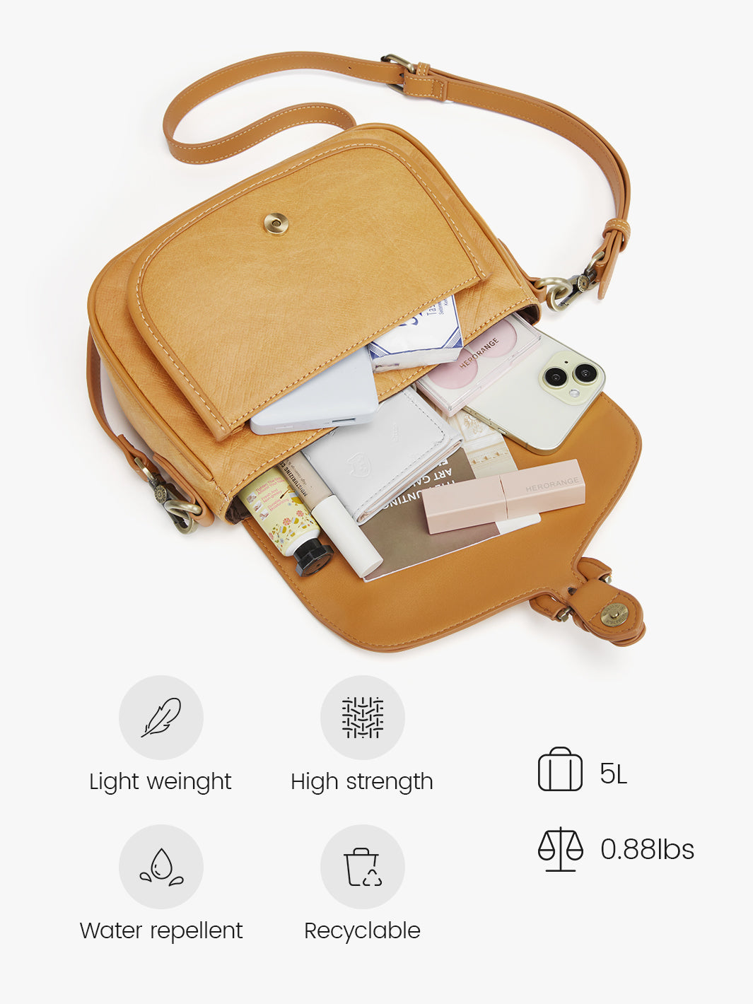 Evelina Vintage Crossbody - Sustainable Accessories for Fashion-Forward Lifestyles-Amber Orange