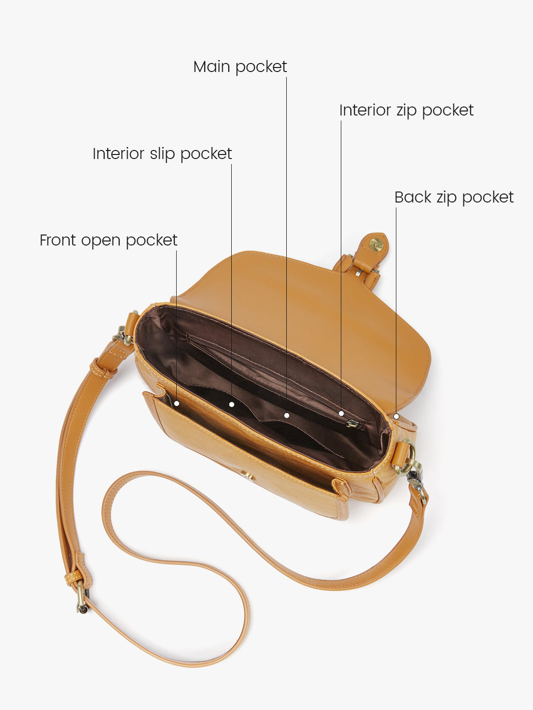 Lightweight Vintage Saddle Bag - Evelina’s Washable Paper Material for Casual & Travel Use-Amber Orange