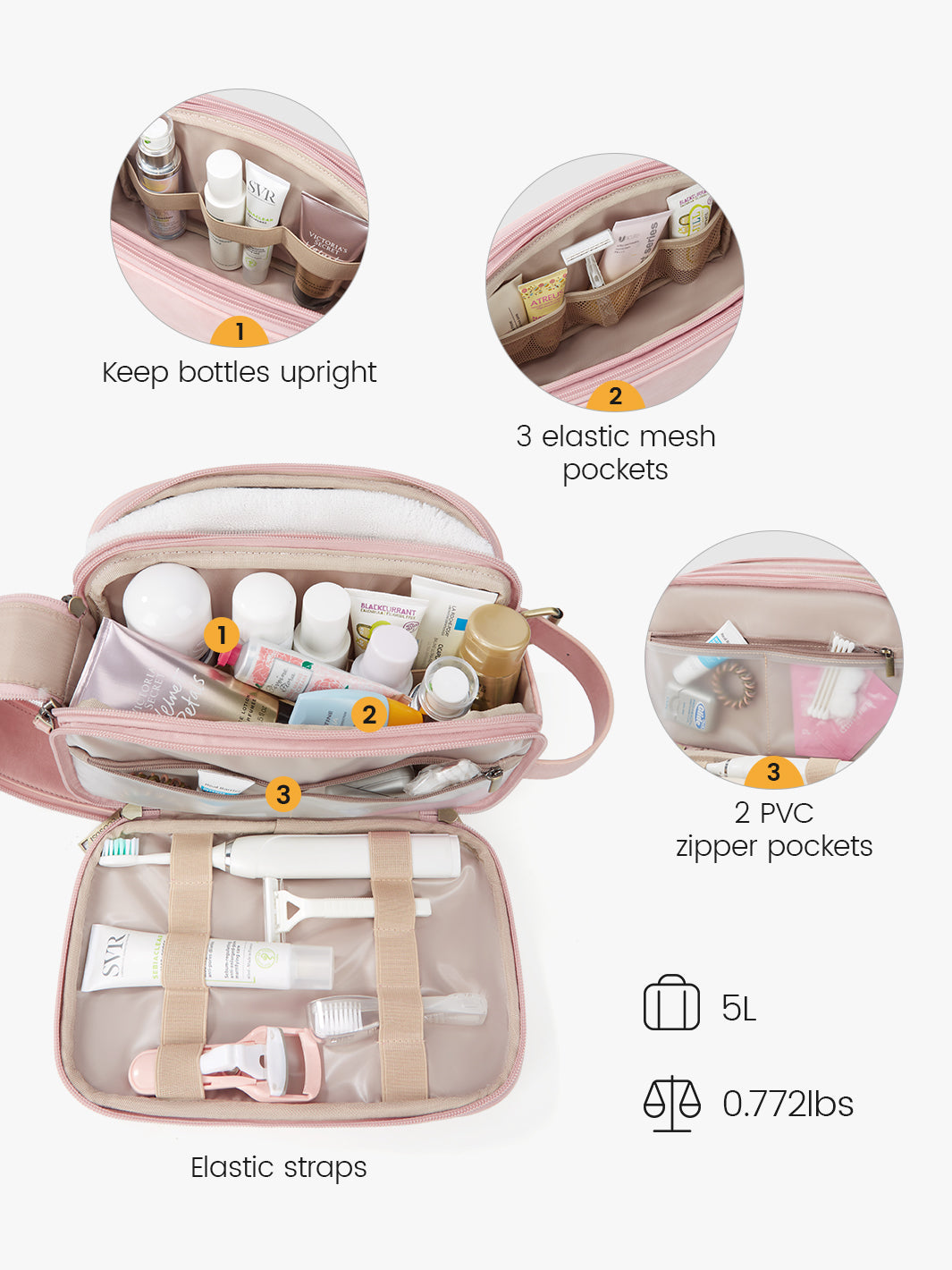 PU Leather Dopp Kit pink