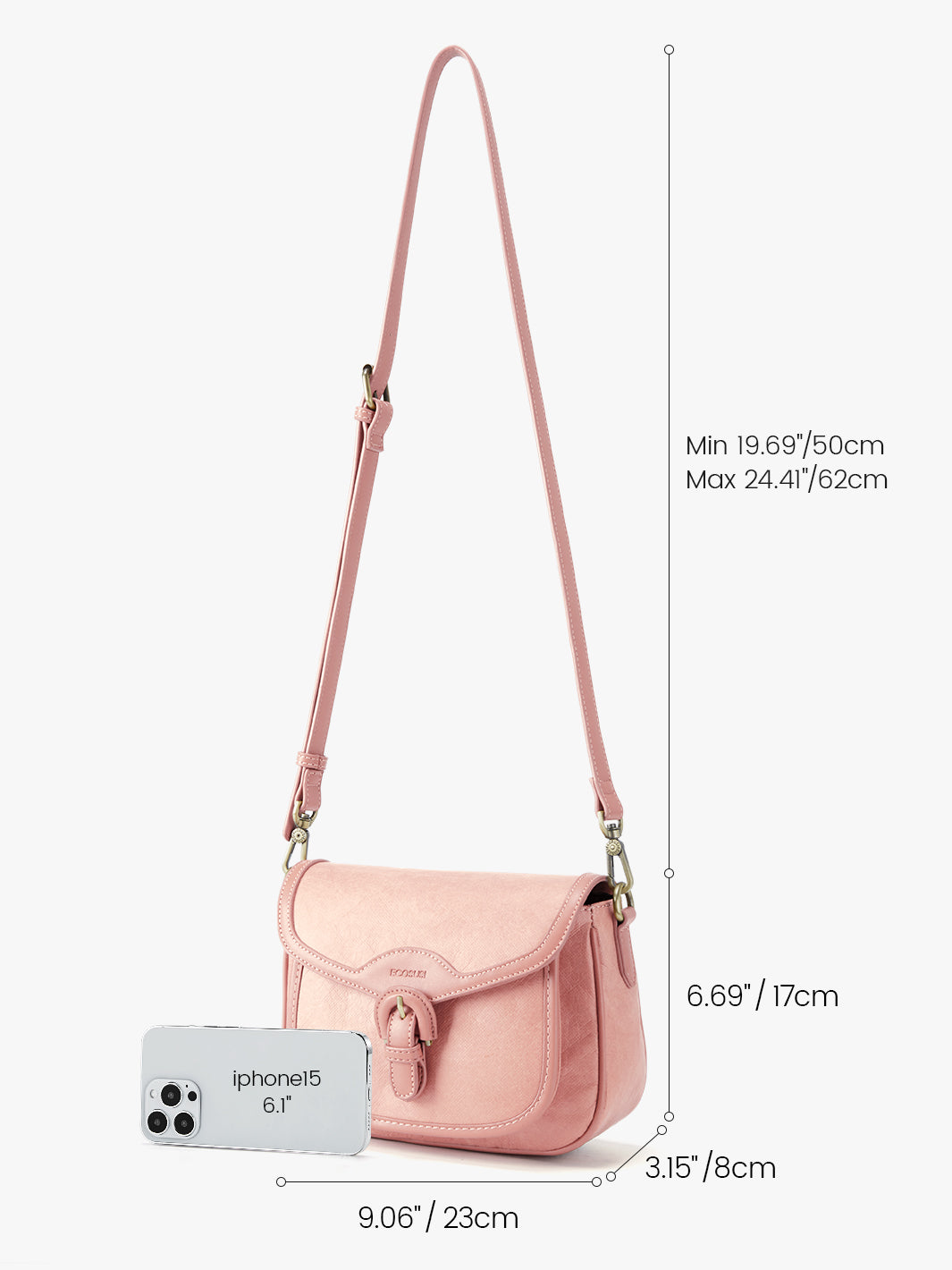 Stylish Washable Paper Crossbody Bag - Trendy & Minimalist Design for Women-Pink