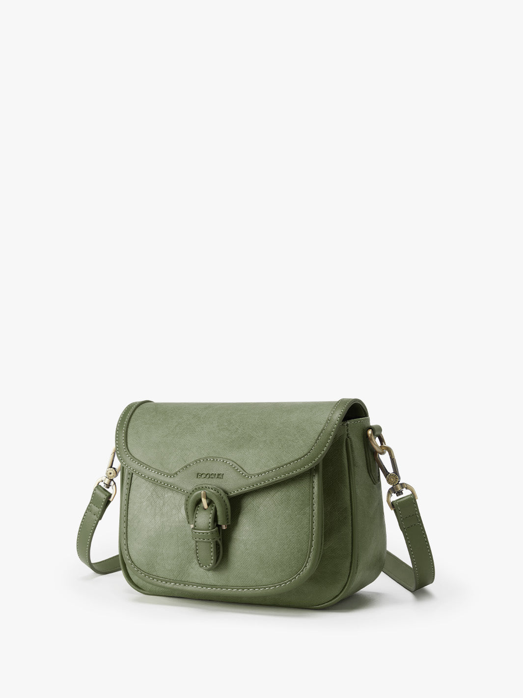 Sustainable Vintage Crossbody Bag - Evelina’s Washable Paper Design & Vegan Leather Alternative-Olive Green