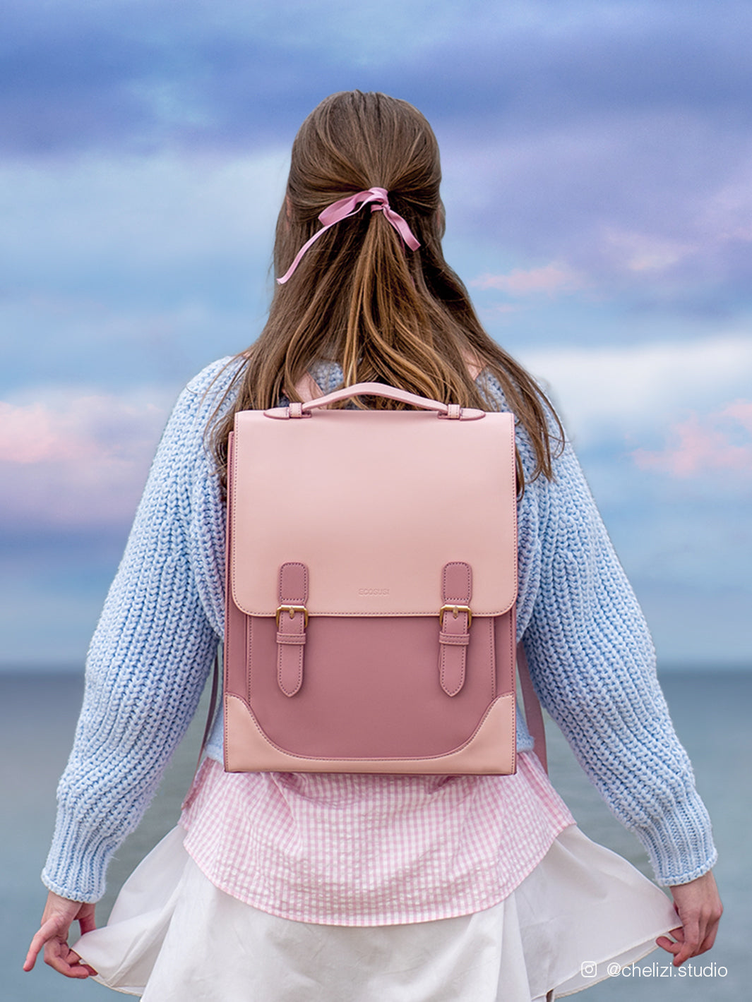 Verbena Vintage Laptop Backpack-Pink