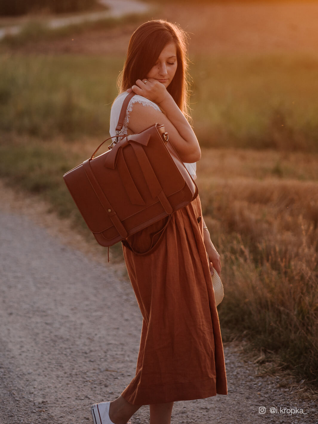 Vintage Brown Briefcases : Summer Garden Bow Backpack for Outdoor
